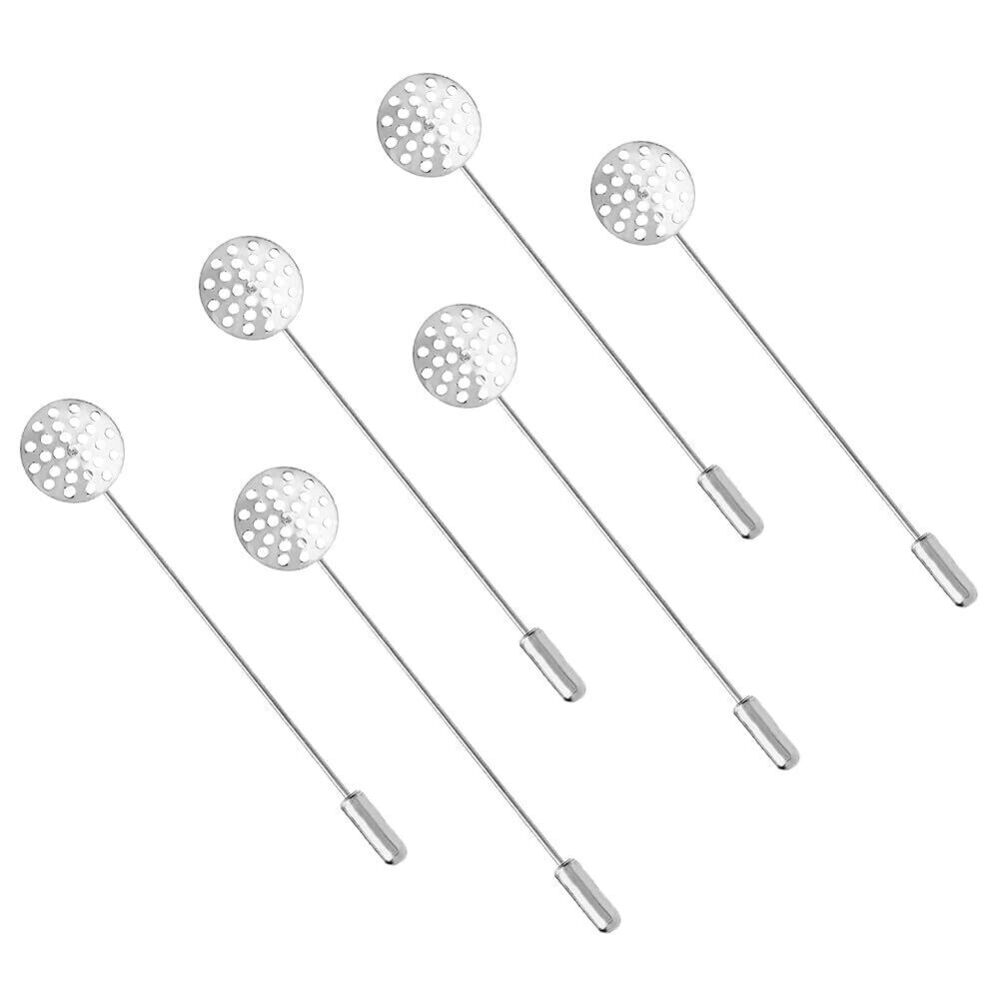 6565 30Pcs Sliver Flat Round Tray Lapel Pin Brass Blank Brooch Pin Hat Pins